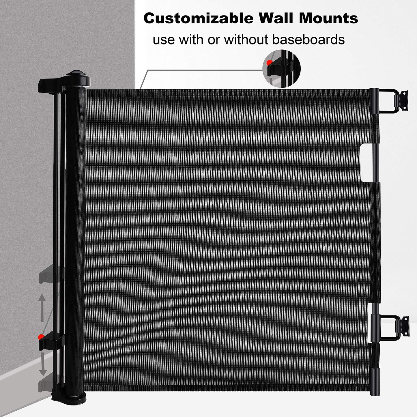 Retractable 3M Safety Baby Gate for Doorways Hallways Stairs (Black)