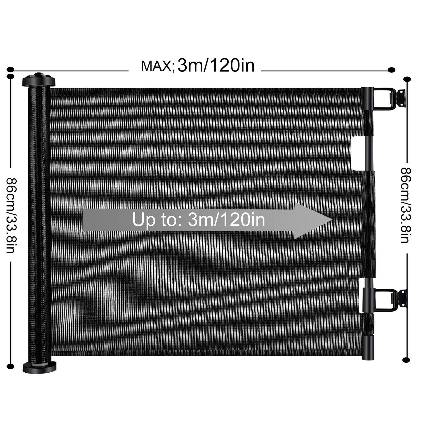 Retractable 3M Safety Baby Gate for Doorways Hallways Stairs (Black)
