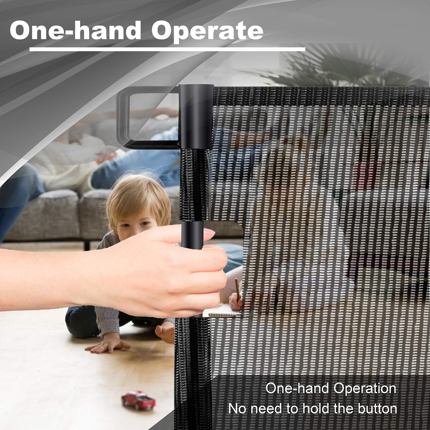 Retractable 3M Safety Baby Gate for Doorways Hallways Stairs (Black)
