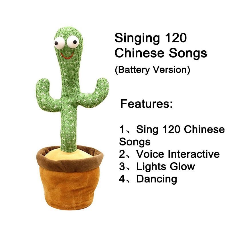 Interactive Dancing Cactus Electric Plush Toy for Babies and All Ages