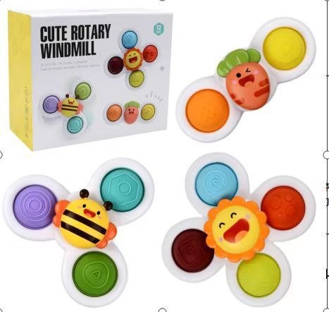 3 Pieces Suction Cup Spinner Toys for Toddlers