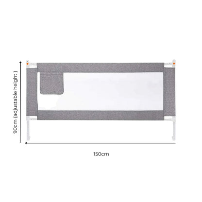 GOMINIMO 90CM Height Adjustable Folding Kids Safety Bed Rail (150X90CM Single Side 1 PCS, Grey)