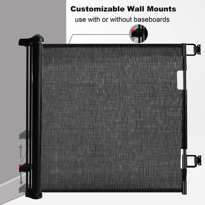 Retractable 3M Safety Baby Gate for Doorways Hallways Stairs (Black)