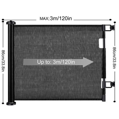 Retractable 3M Safety Baby Gate for Doorways Hallways Stairs (Black)
