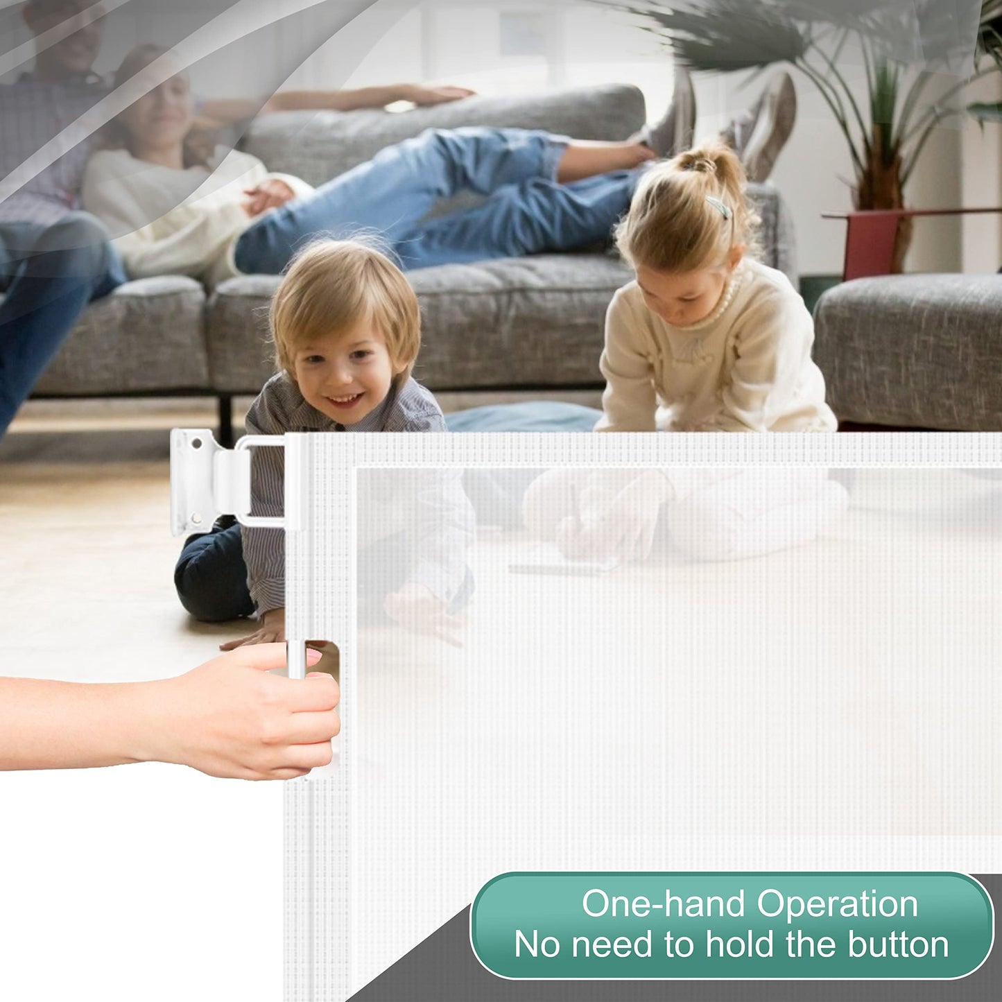 Retractable 3M Safety Baby Gate for Doorways Hallways Stairs (White)