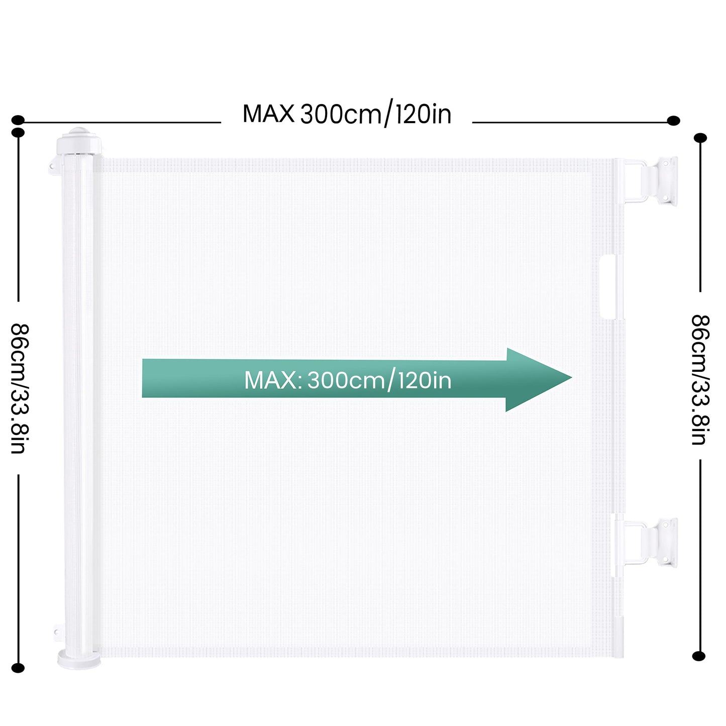 Retractable 3M Safety Baby Gate for Doorways Hallways Stairs (White)