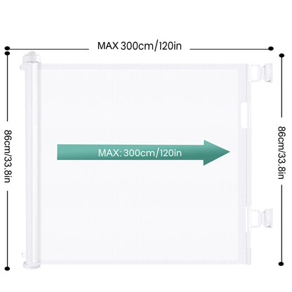 Retractable 3M Safety Baby Gate for Doorways Hallways Stairs (White)